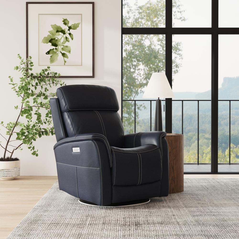 View Power Swivel Recliner with Power Headrest - Leather 050-40